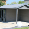 Abri Pool House en composite et aluminium 6x3m – Espace détente et rangement (gris clair)