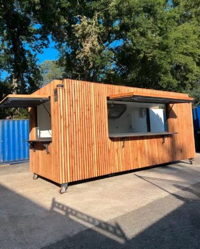 Bar-restaurant Container Bar Snack 20 pieds « Guinglette » – Revêtement en bois de Douglas, hotte aspirante et lave-vaisselle – Image 3