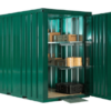 Conteneur de jardin 1,5 x 2,2 m – Caisse en acier galvanisé vert RAL 6005 (Fond et rampe inclus)